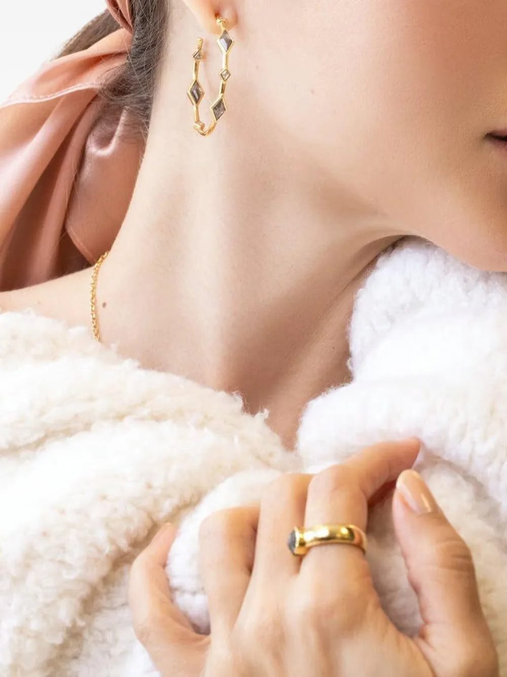 Gold Diamond Hoop Earrings