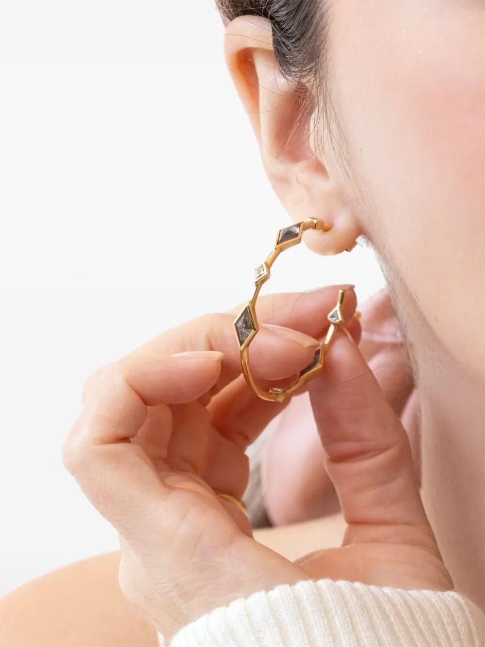 Gold Diamond Hoop Earrings