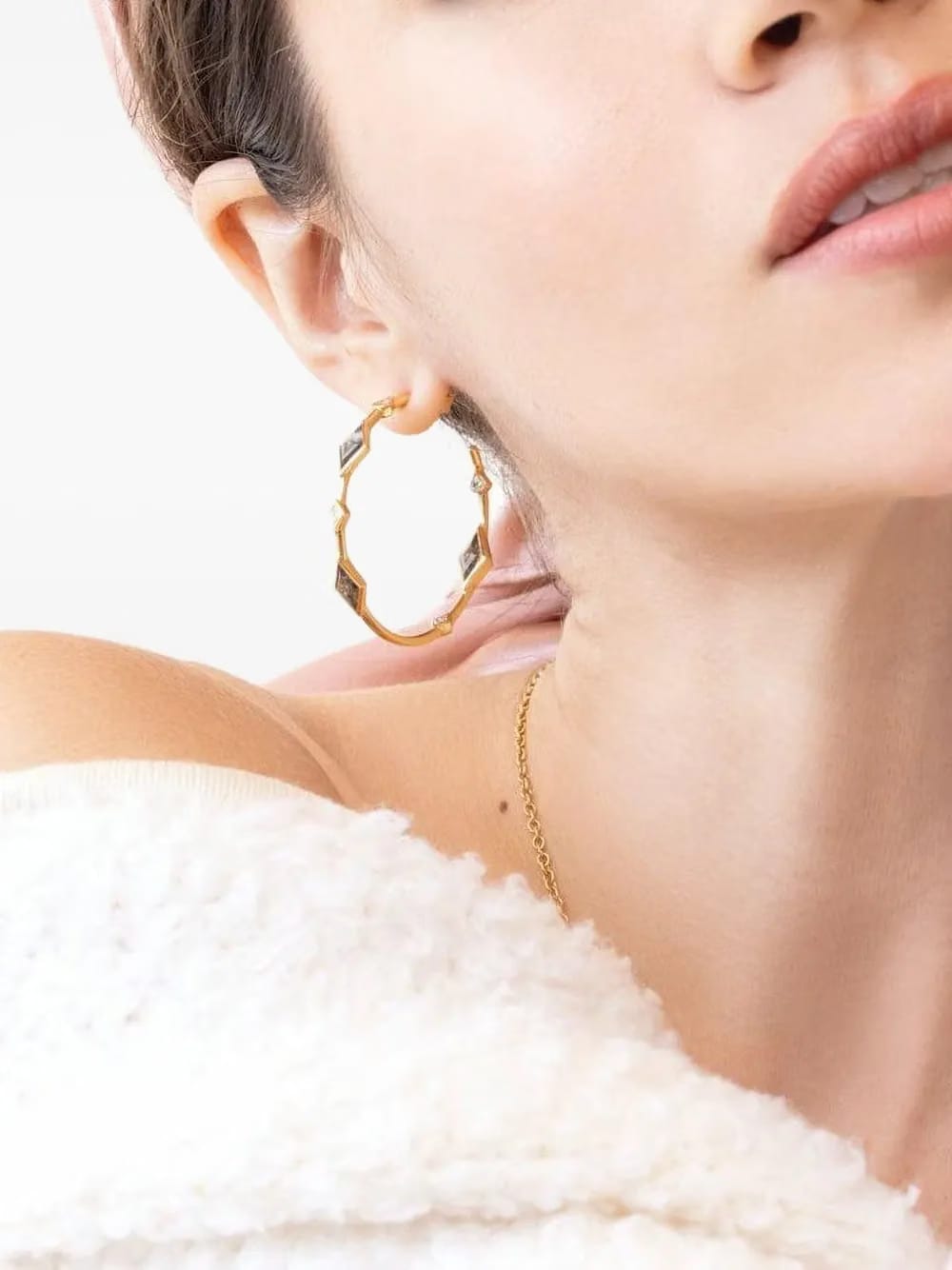 Gold Diamond Hoop Earrings