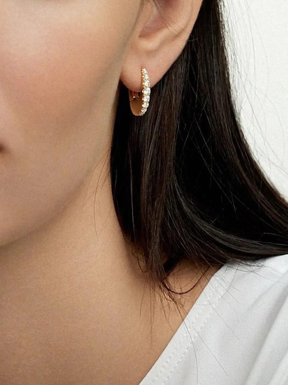 Gold Diamond Hoop Earrings