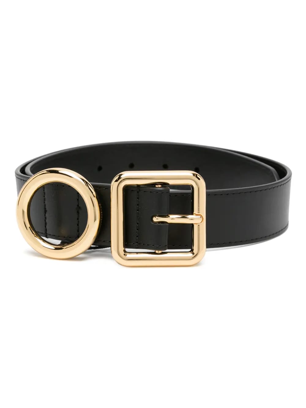 double-buckle leather belt