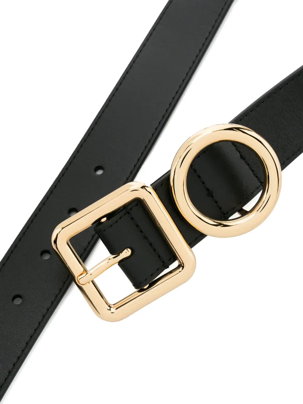 double-buckle leather belt