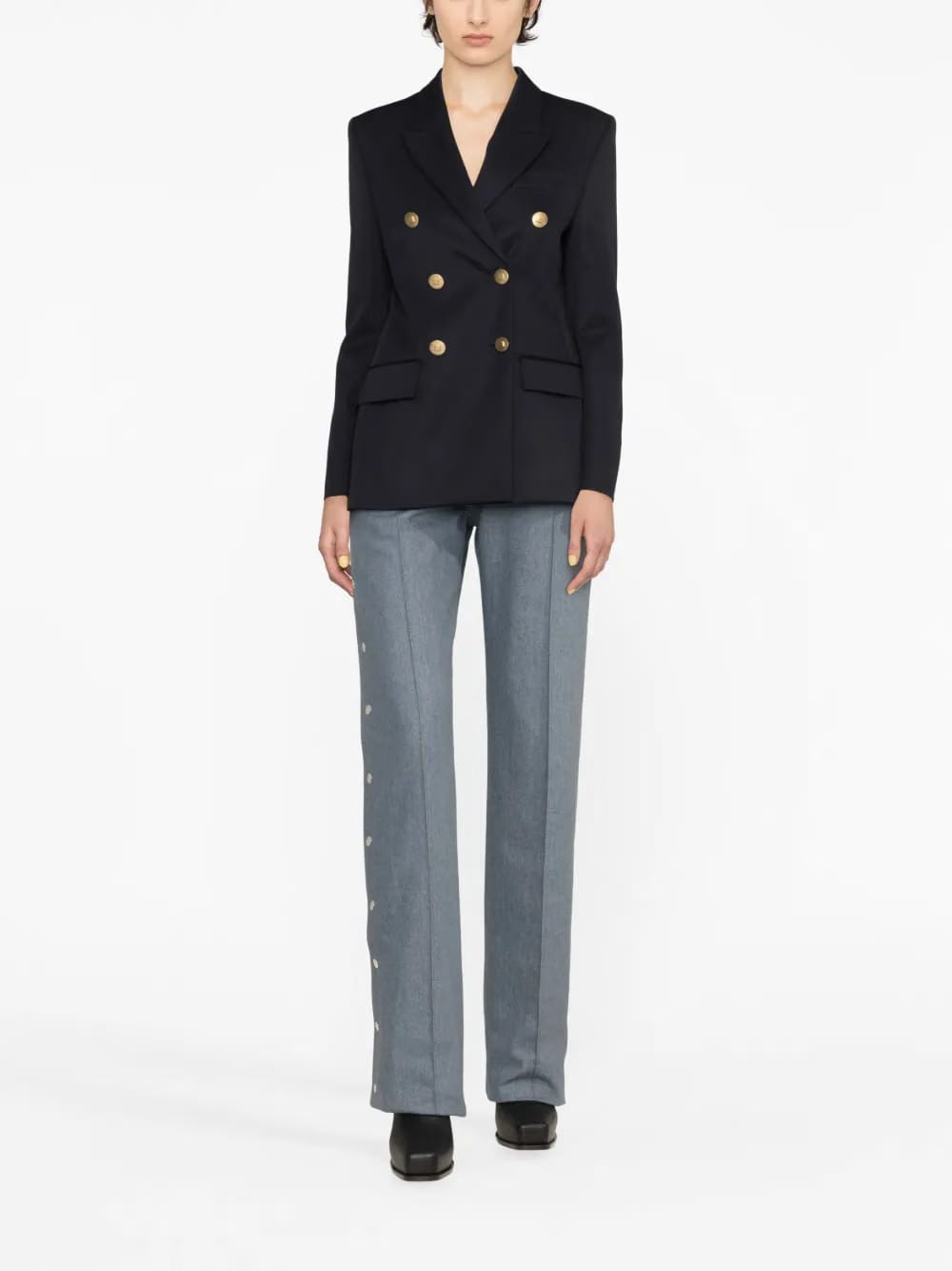 double-breasted peak-lapel blazer