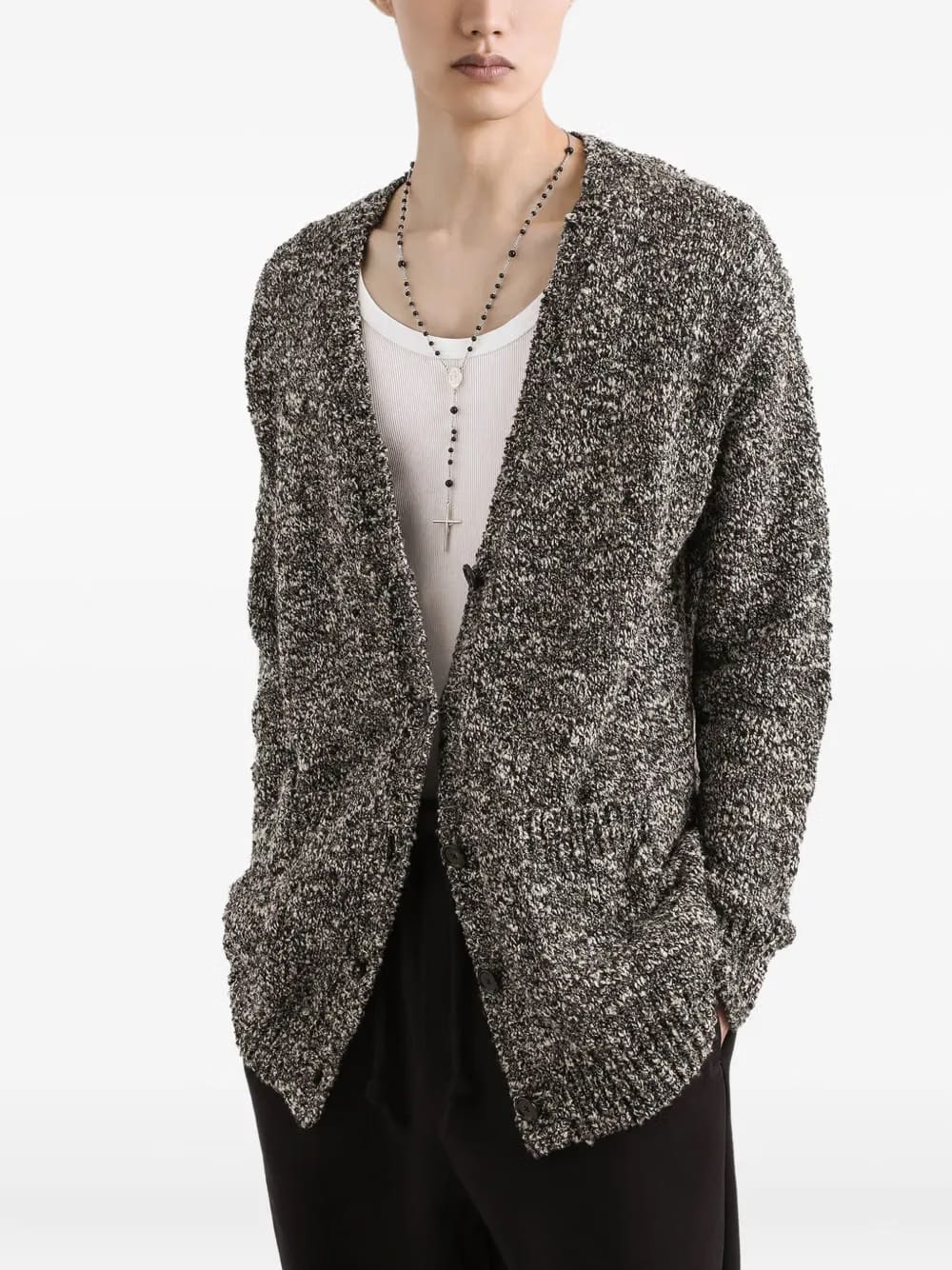 marl-knit cardigan