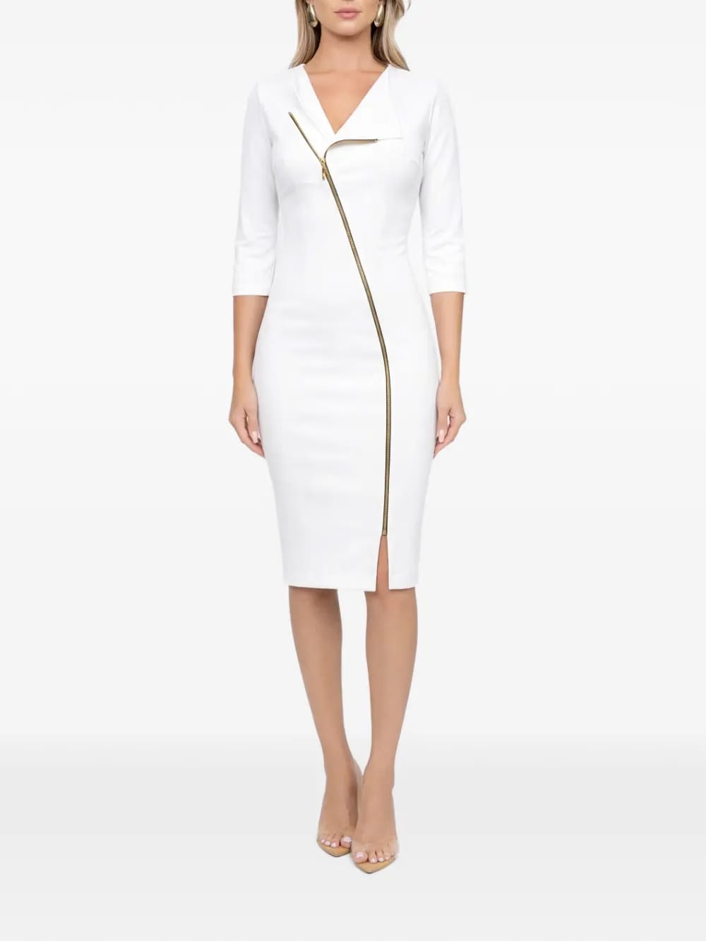 zip-fastening midi dress
