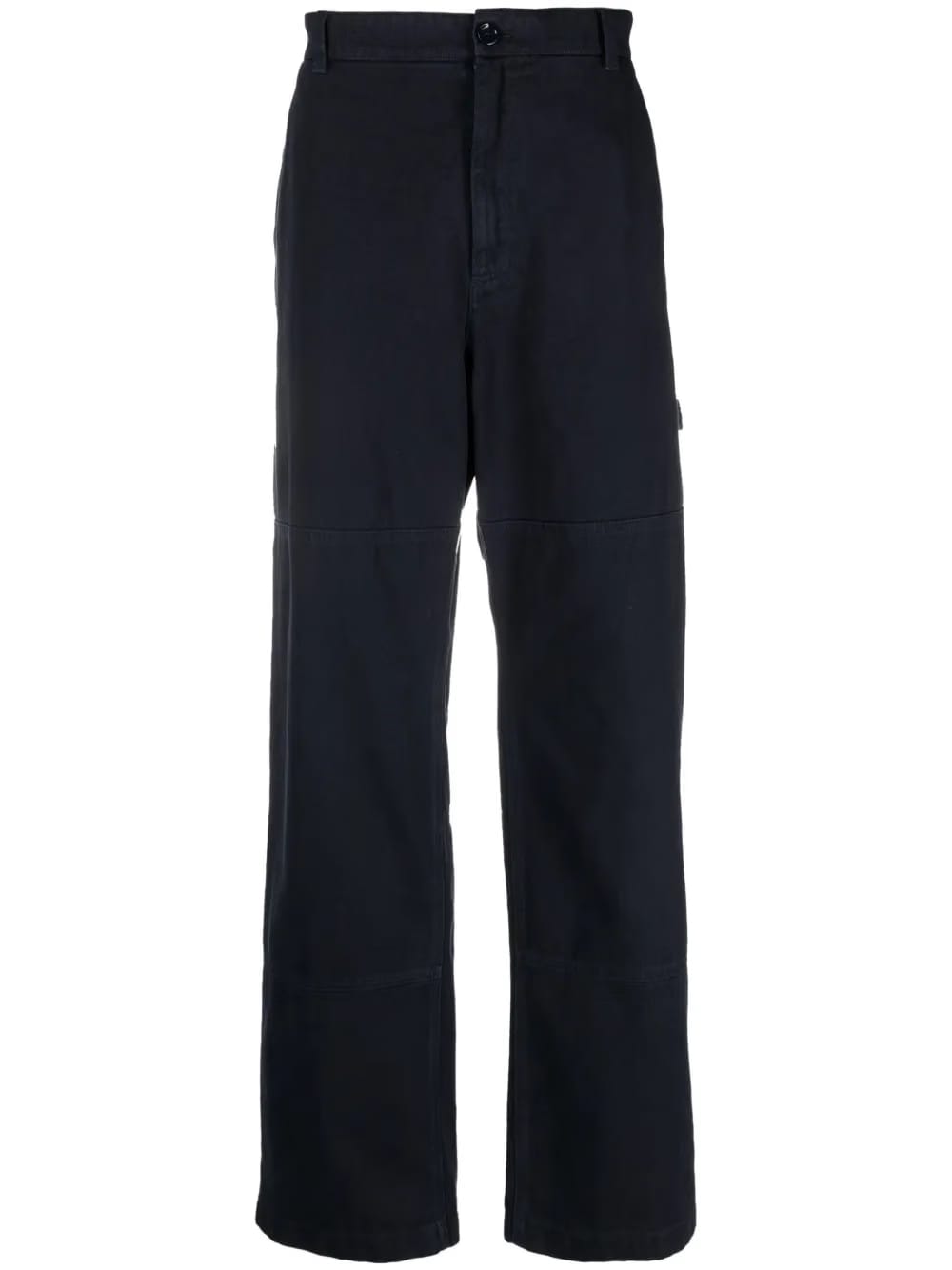 logo-plaque cotton straight trousers