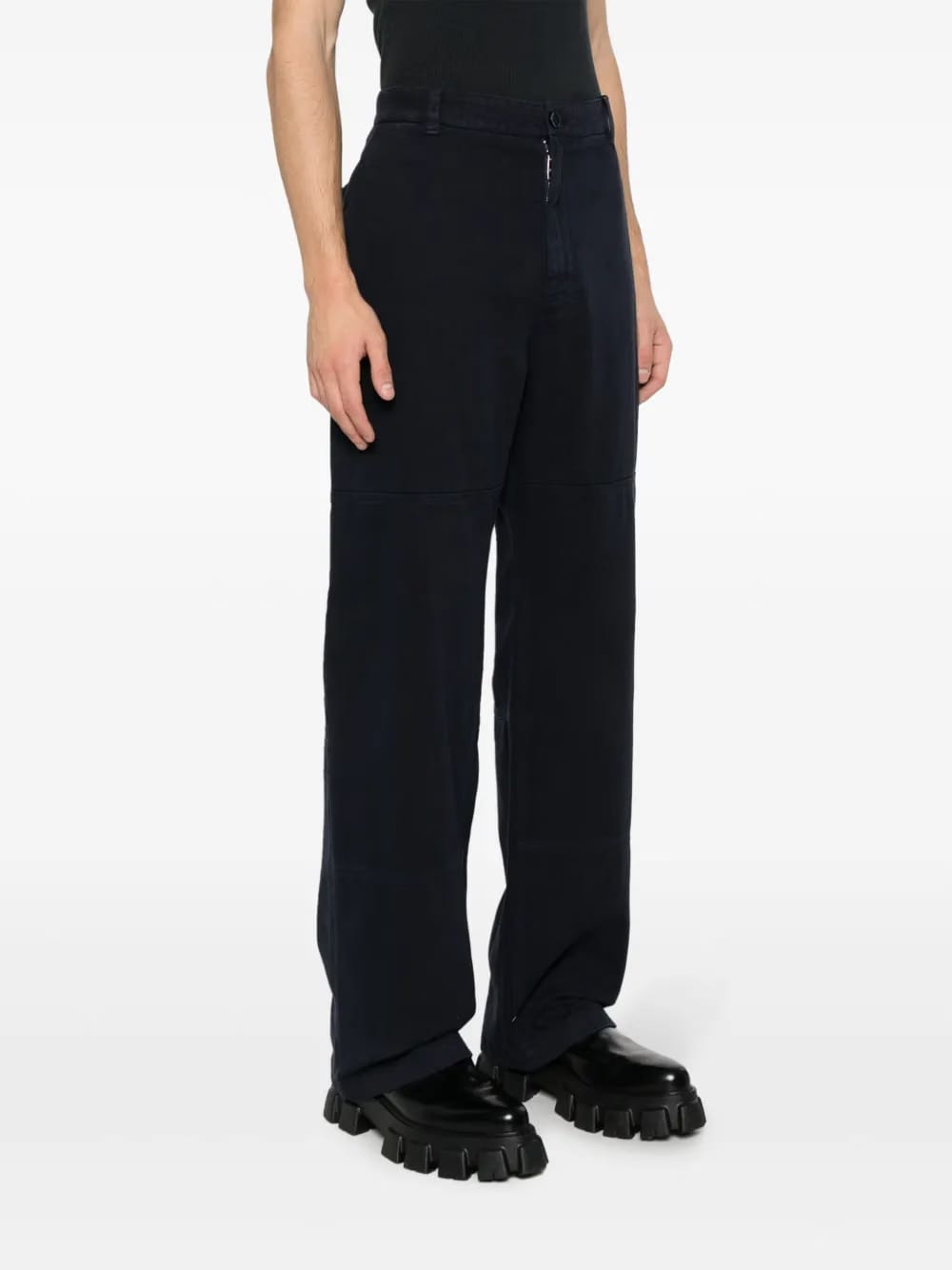 logo-plaque cotton straight trousers