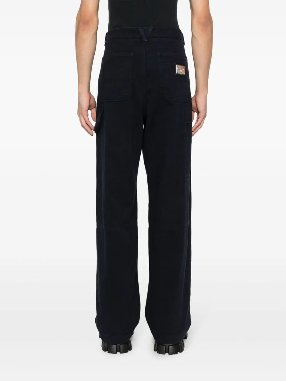 logo-plaque cotton straight trousers
