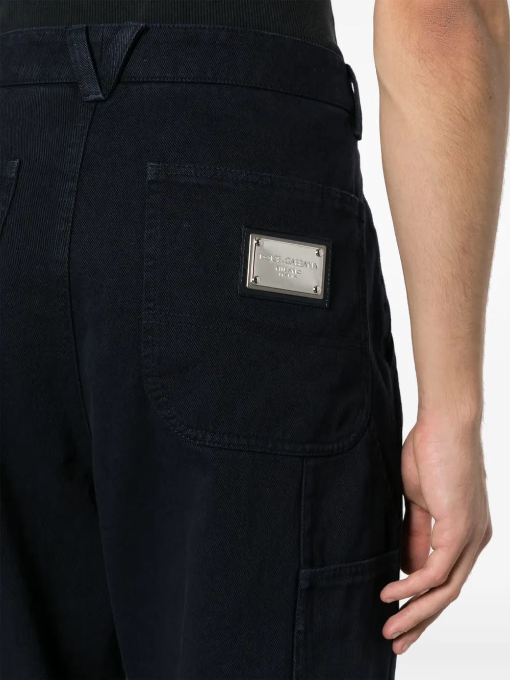 logo-plaque cotton straight trousers