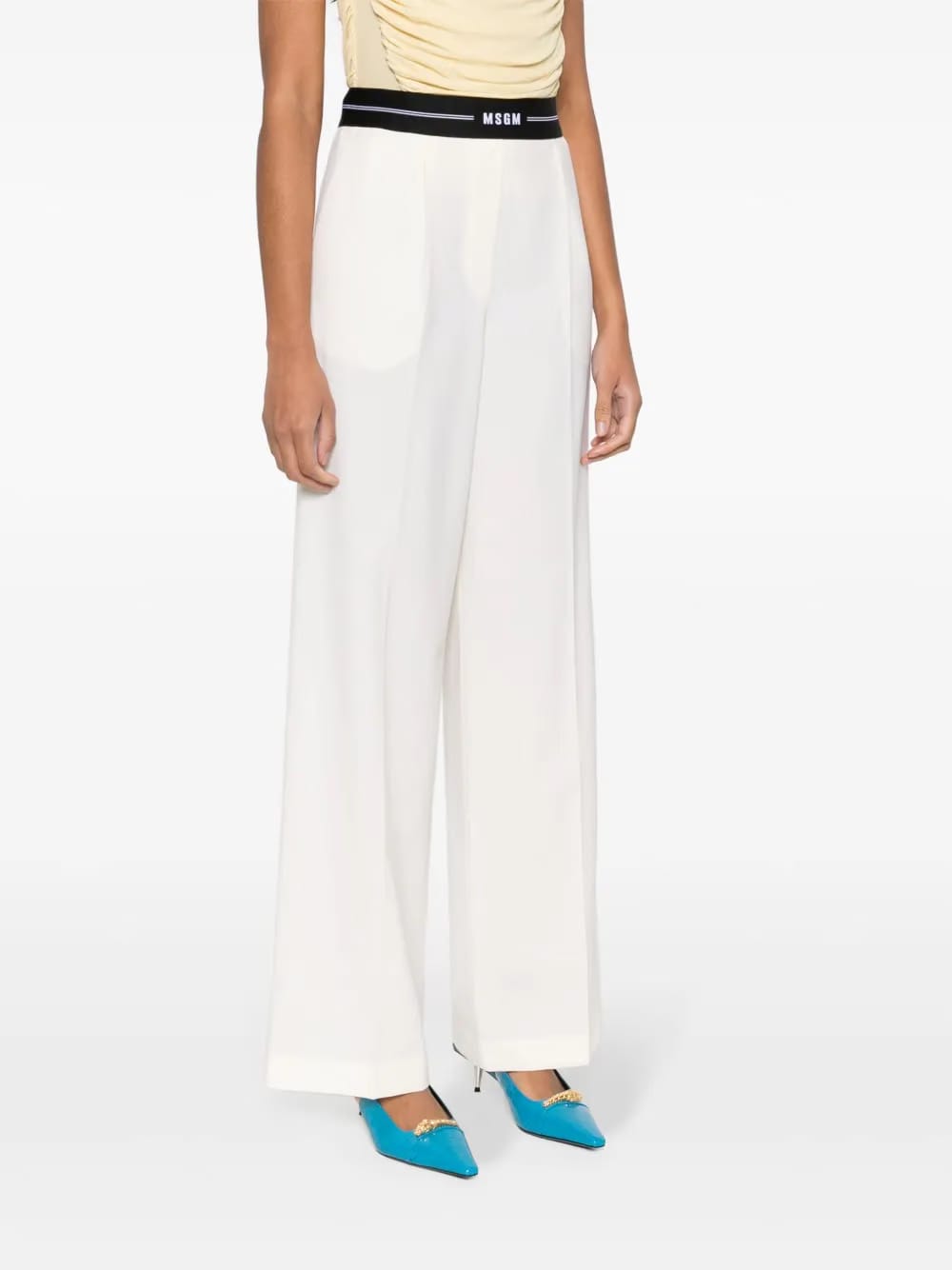 logo-waistband wide-leg trousers