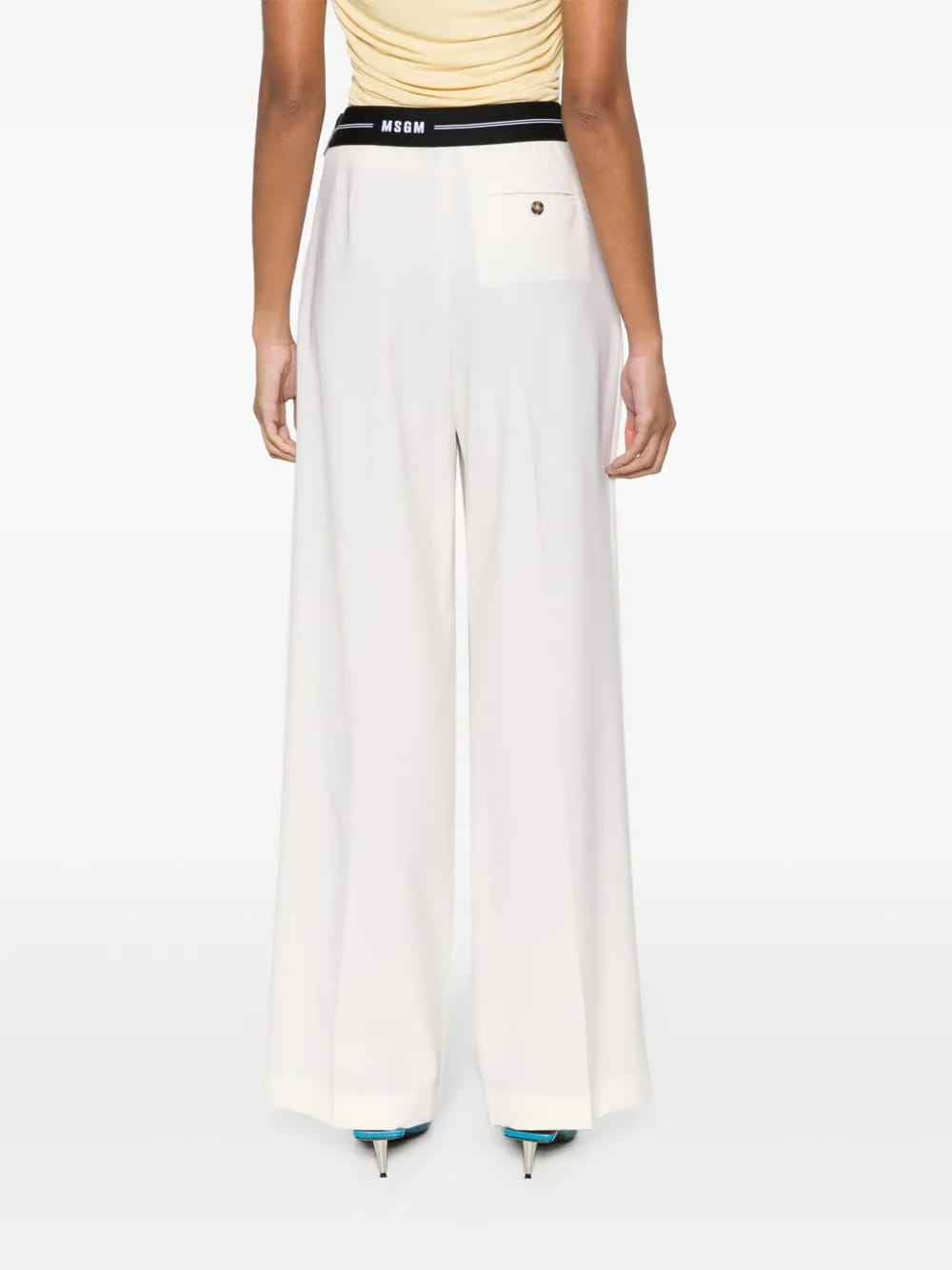 logo-waistband wide-leg trousers