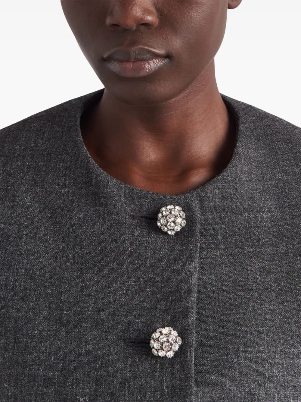 feather-trimmed wool cropped jacket