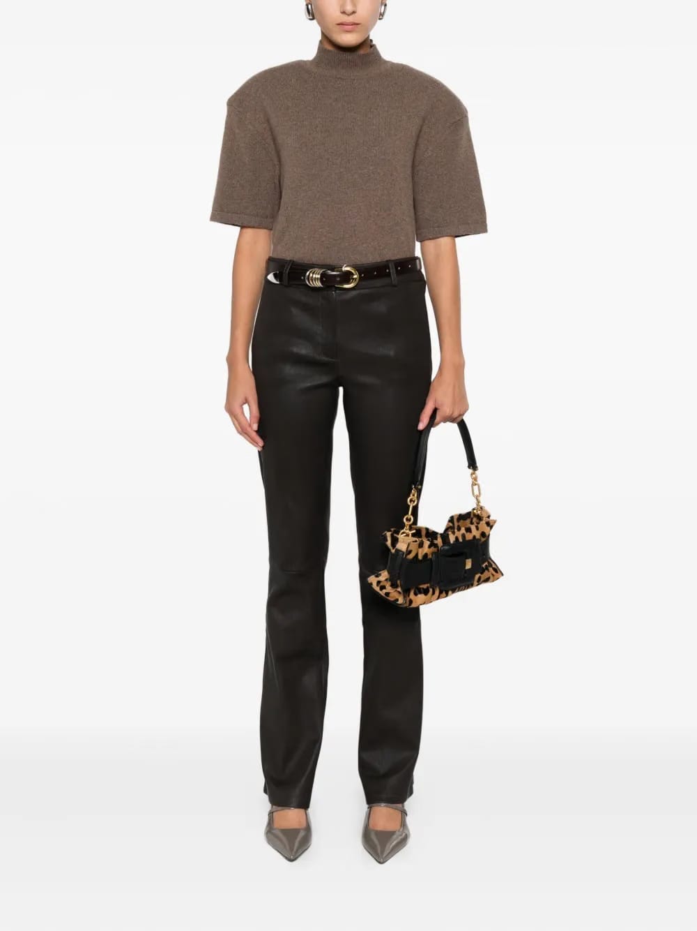 leather flared pants