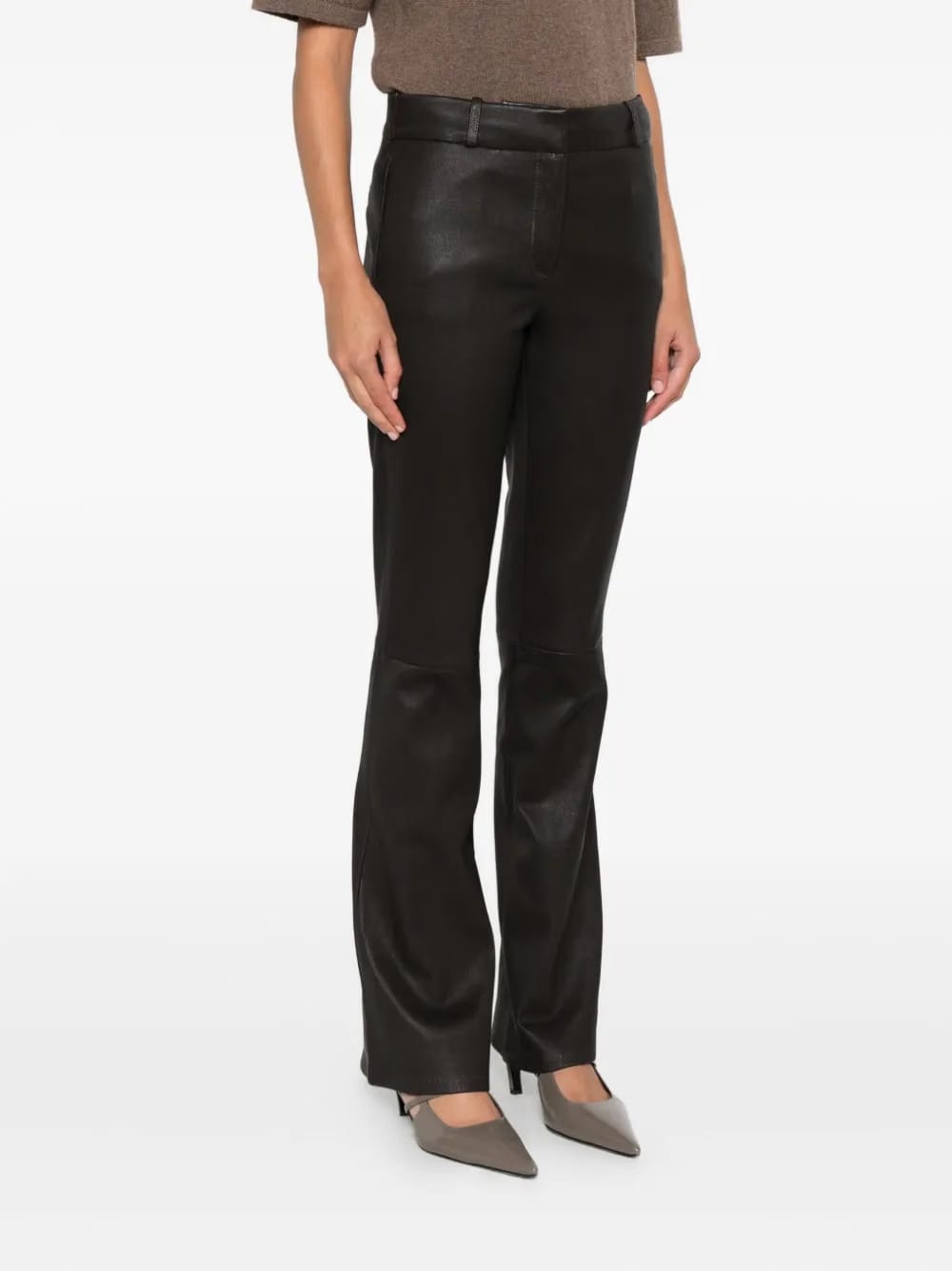 leather flared pants
