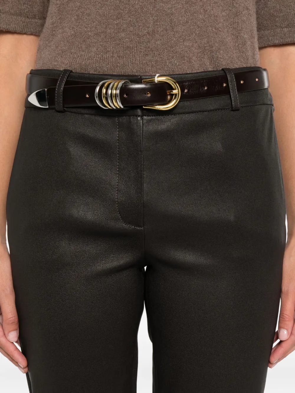 leather flared pants