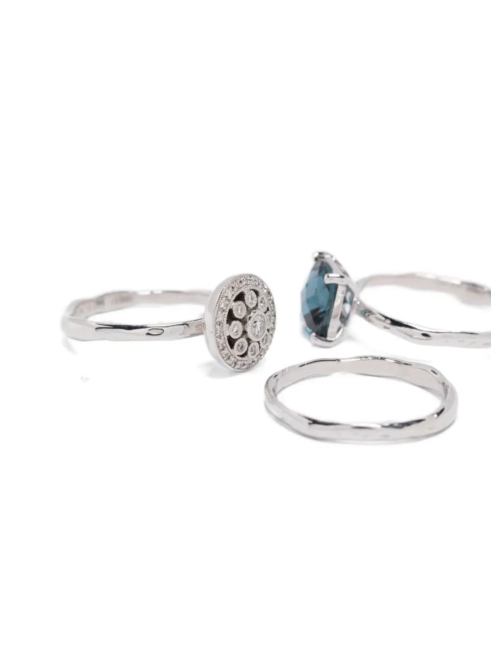 18K white gold topaz and diamond ring set