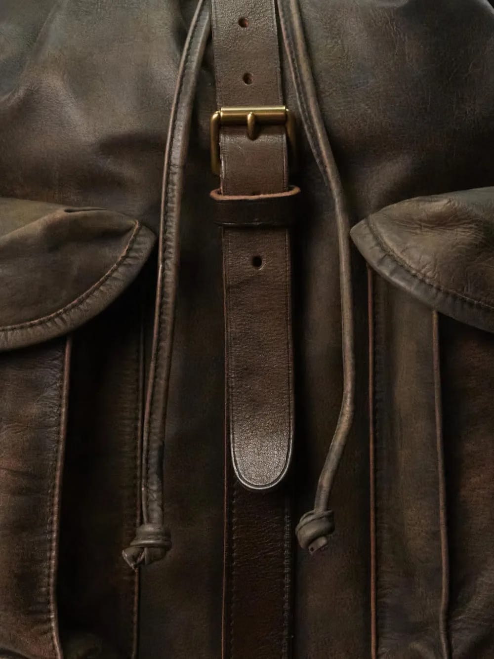 distressed leather rucksack