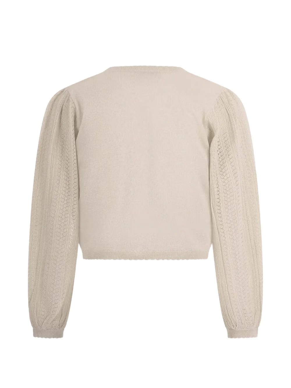 puff-sleeve scalloped cardigan