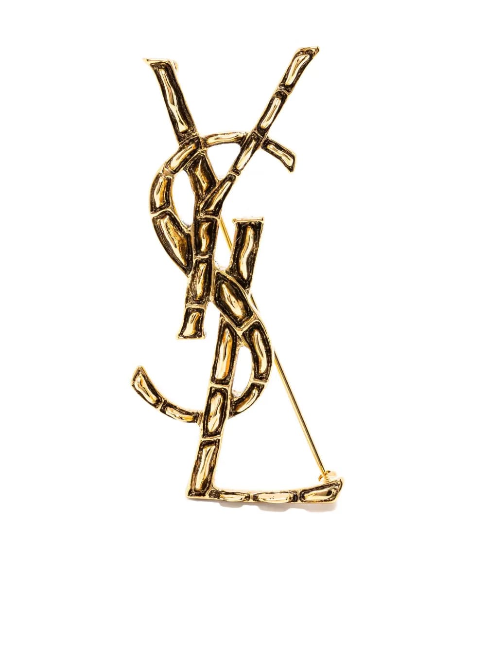 YSL logo-plaque brooch