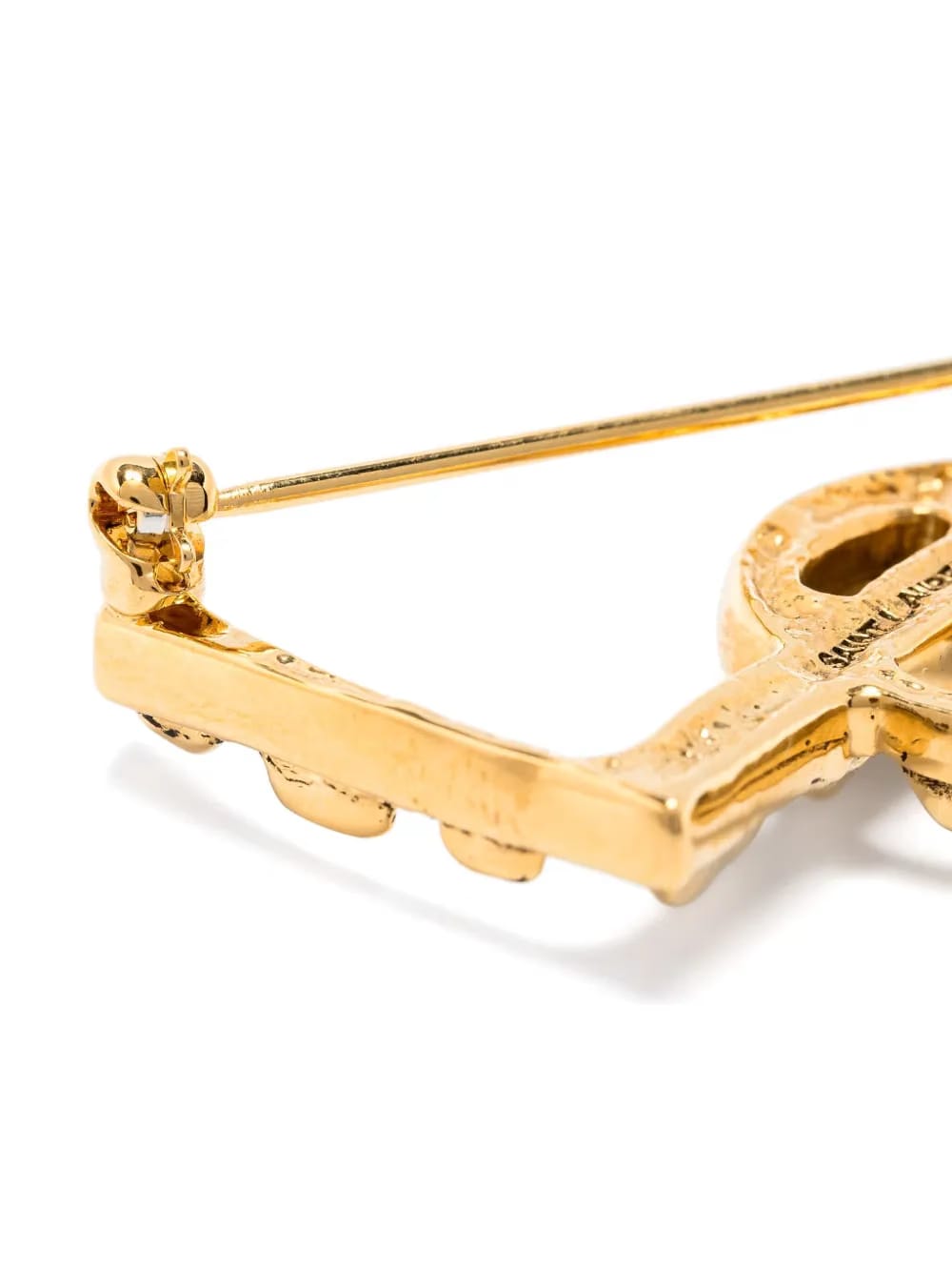 YSL logo-plaque brooch