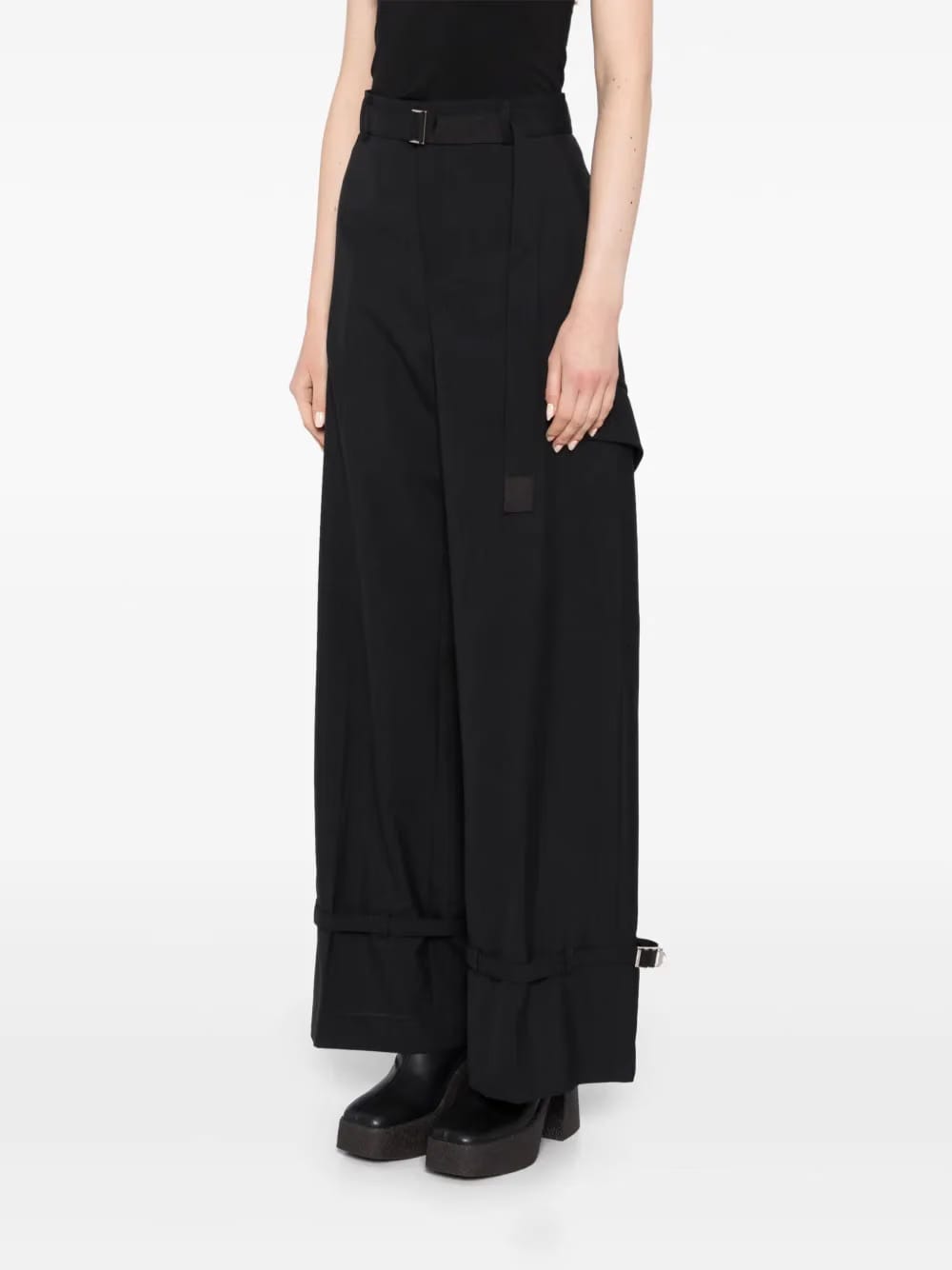 belted tailored trousers