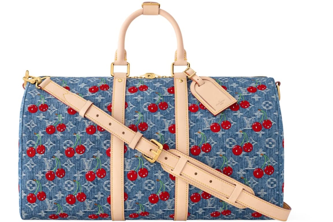 Louis Vuitton x Takashi Murakami Cherry Keepall Bandouliere 45 Denim Monogram