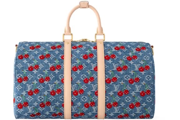 Louis Vuitton x Takashi Murakami Cherry Keepall Bandouliere 45 Denim Monogram