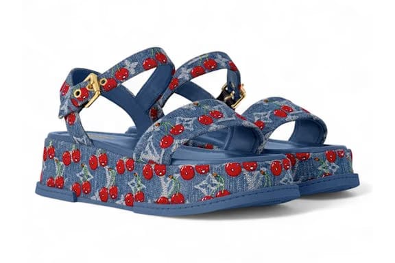 Louis Vuitton Cherry Maya Platform Sandal x Takashi Murakami Denim