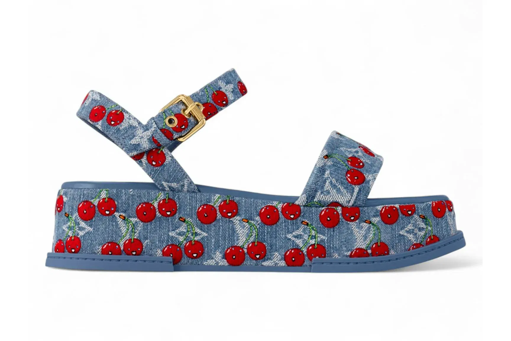 Louis Vuitton Cherry Maya Platform Sandal x Takashi Murakami Denim