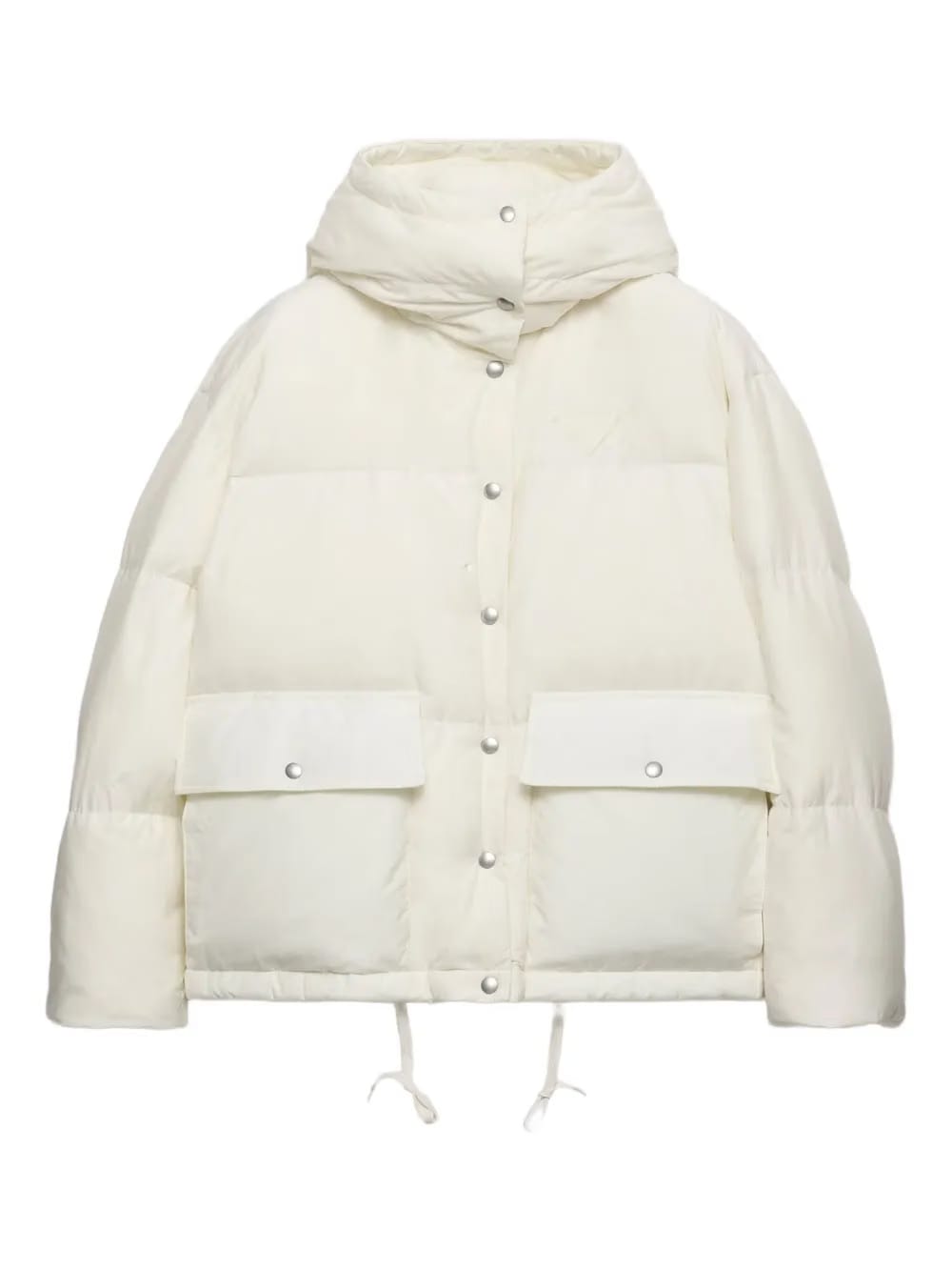 hooded patch-pocket down jacket