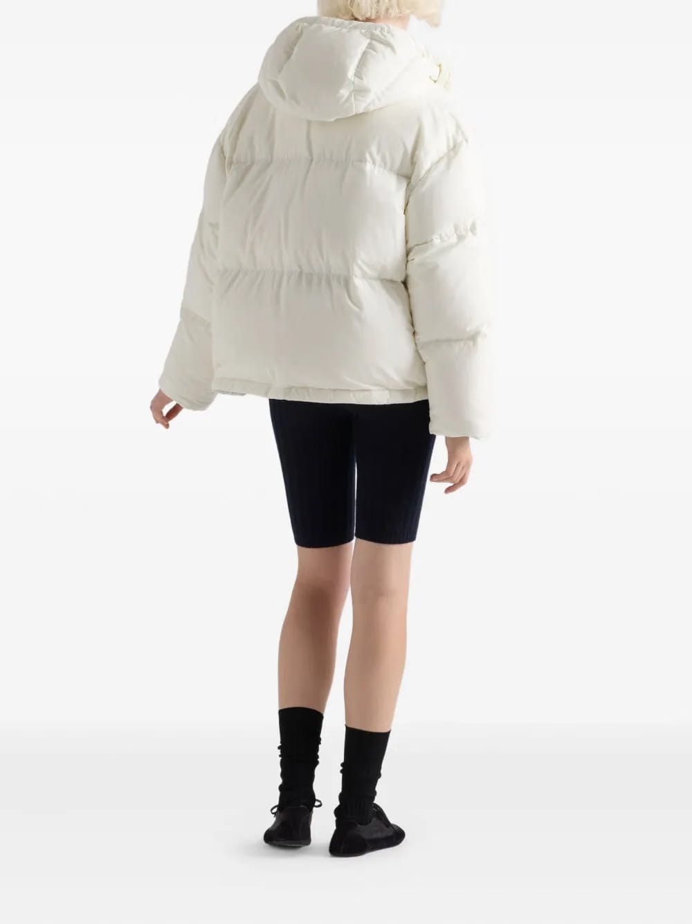 hooded patch-pocket down jacket