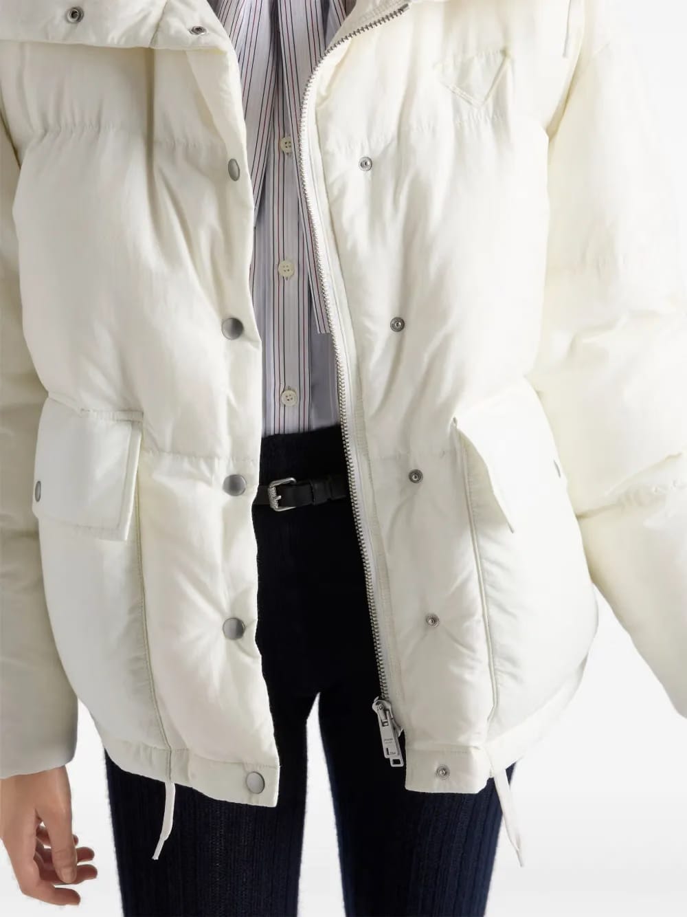 hooded patch-pocket down jacket