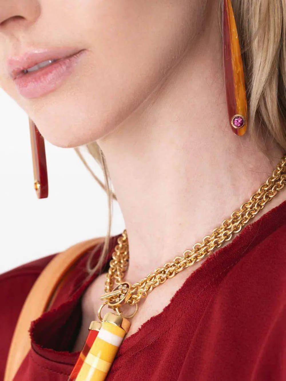 18K yellow gold bakelite earrings
