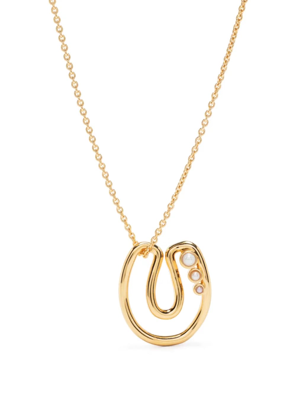 U-letter pendant chain-link necklace