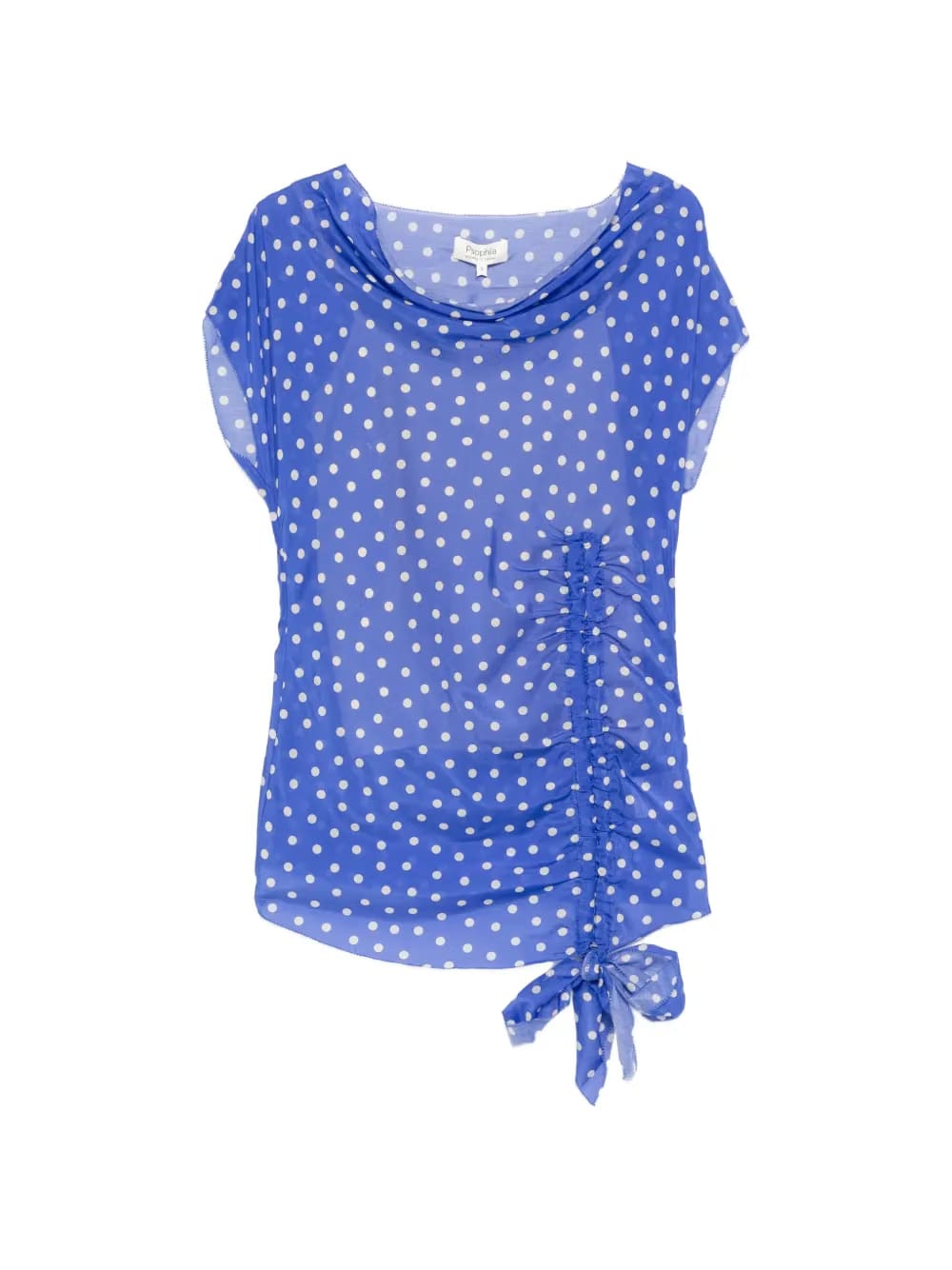 polka-dot gathered-detail blouse set