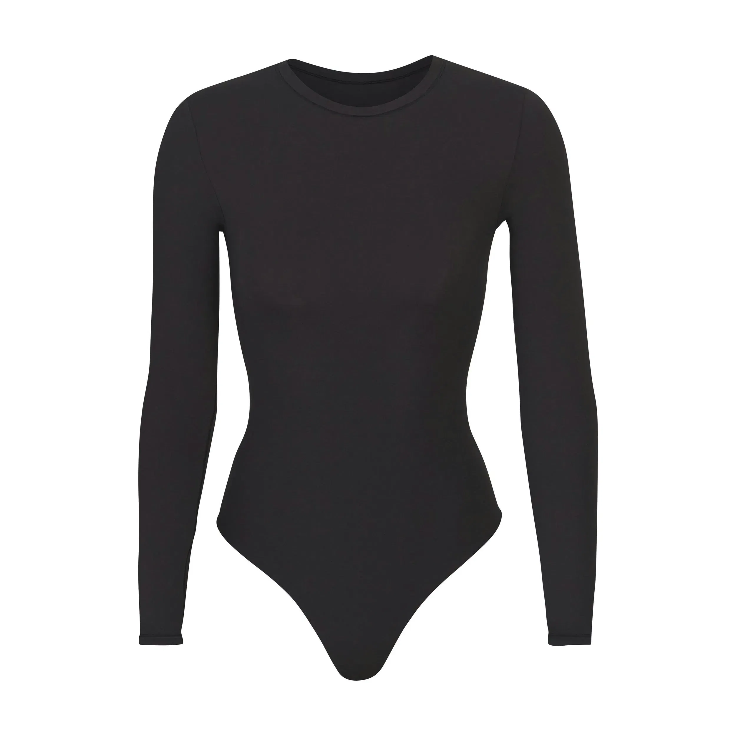 SKIMS FITS EVERYBODY LONG SLEEVE CREW NECK BODYSUIT ONYX