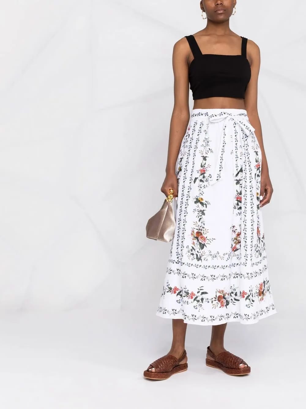 Bernadette linen midi skirt