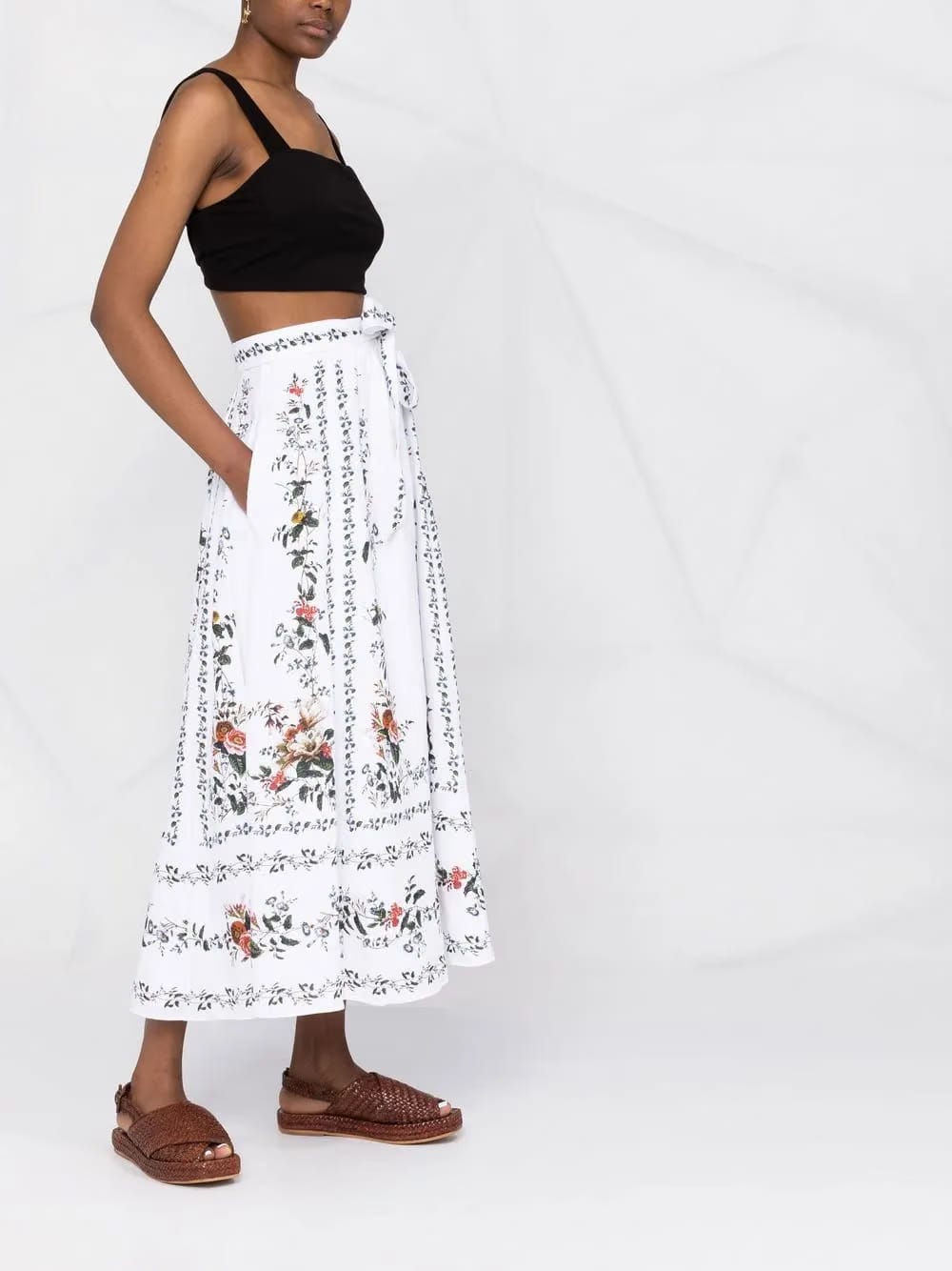 Bernadette linen midi skirt