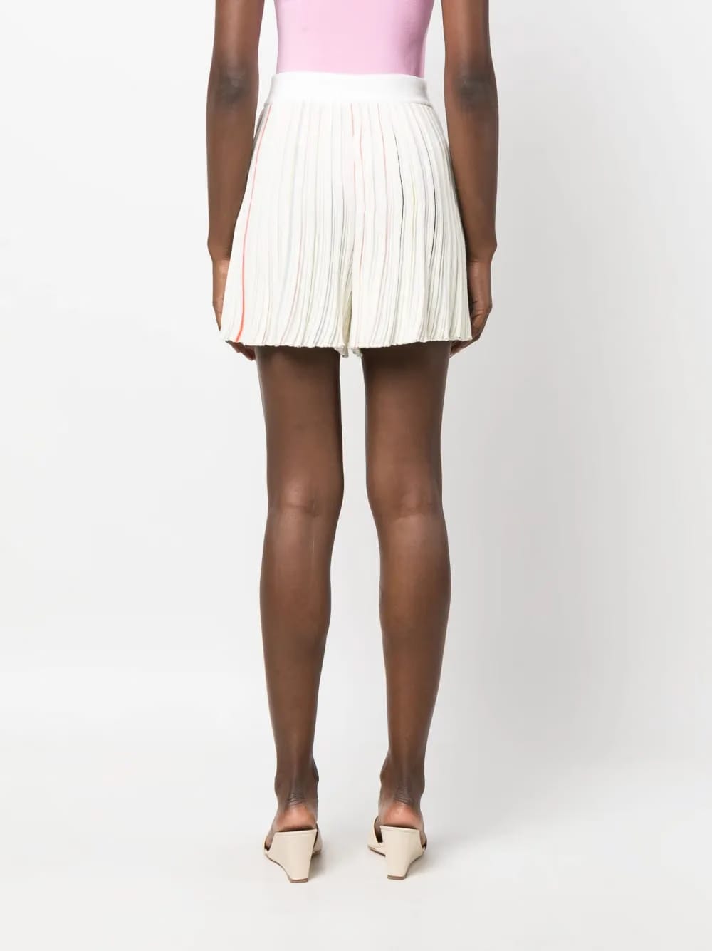 contrast-stripe pleated shorts