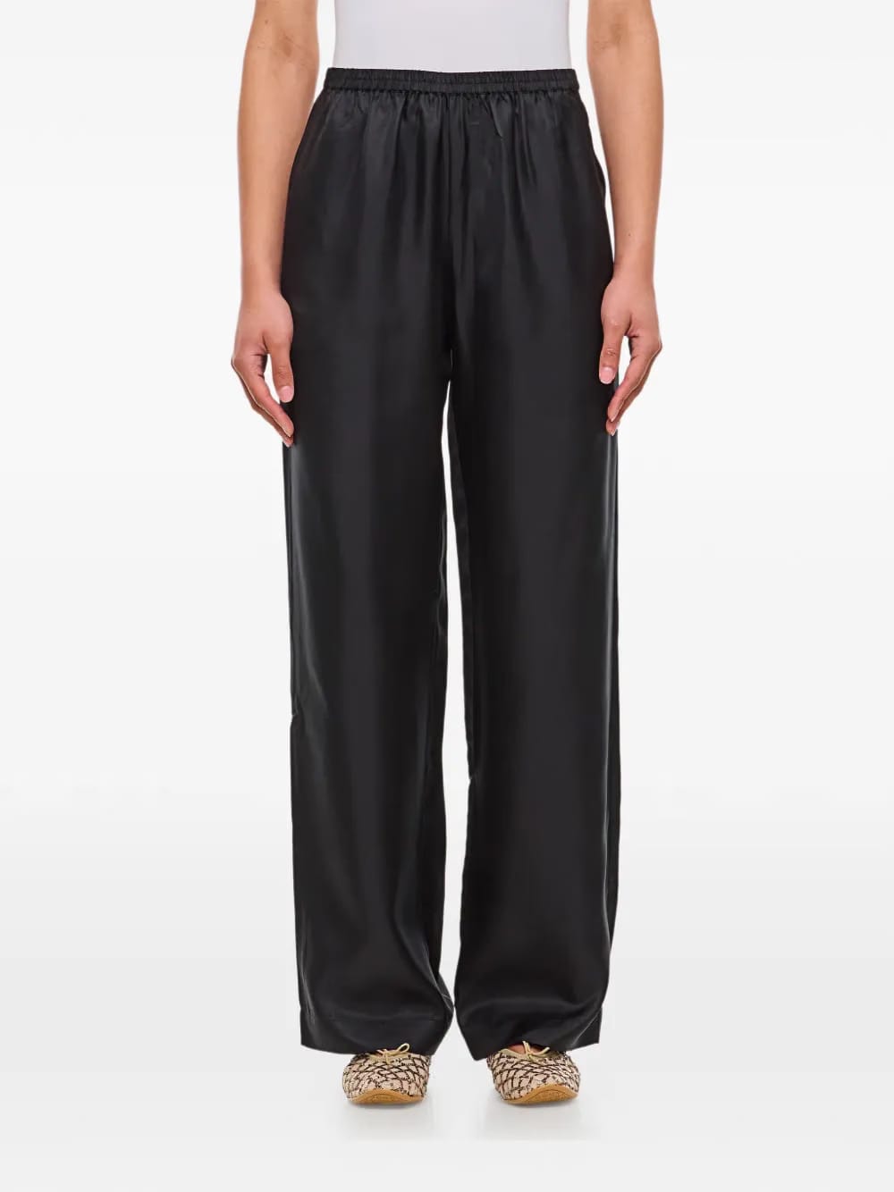 elasticated-waistband straight trousers