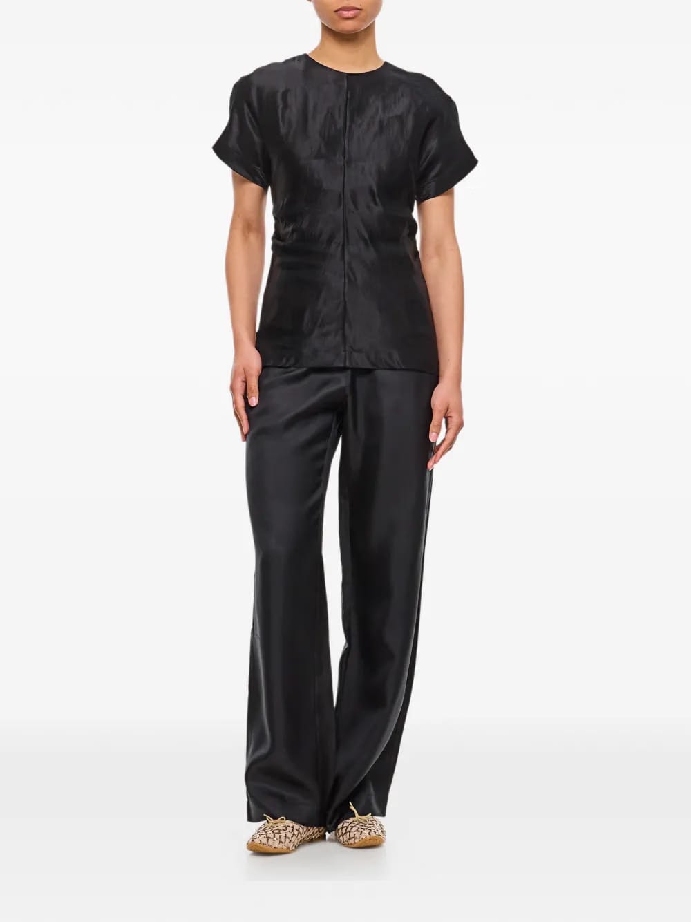elasticated-waistband straight trousers