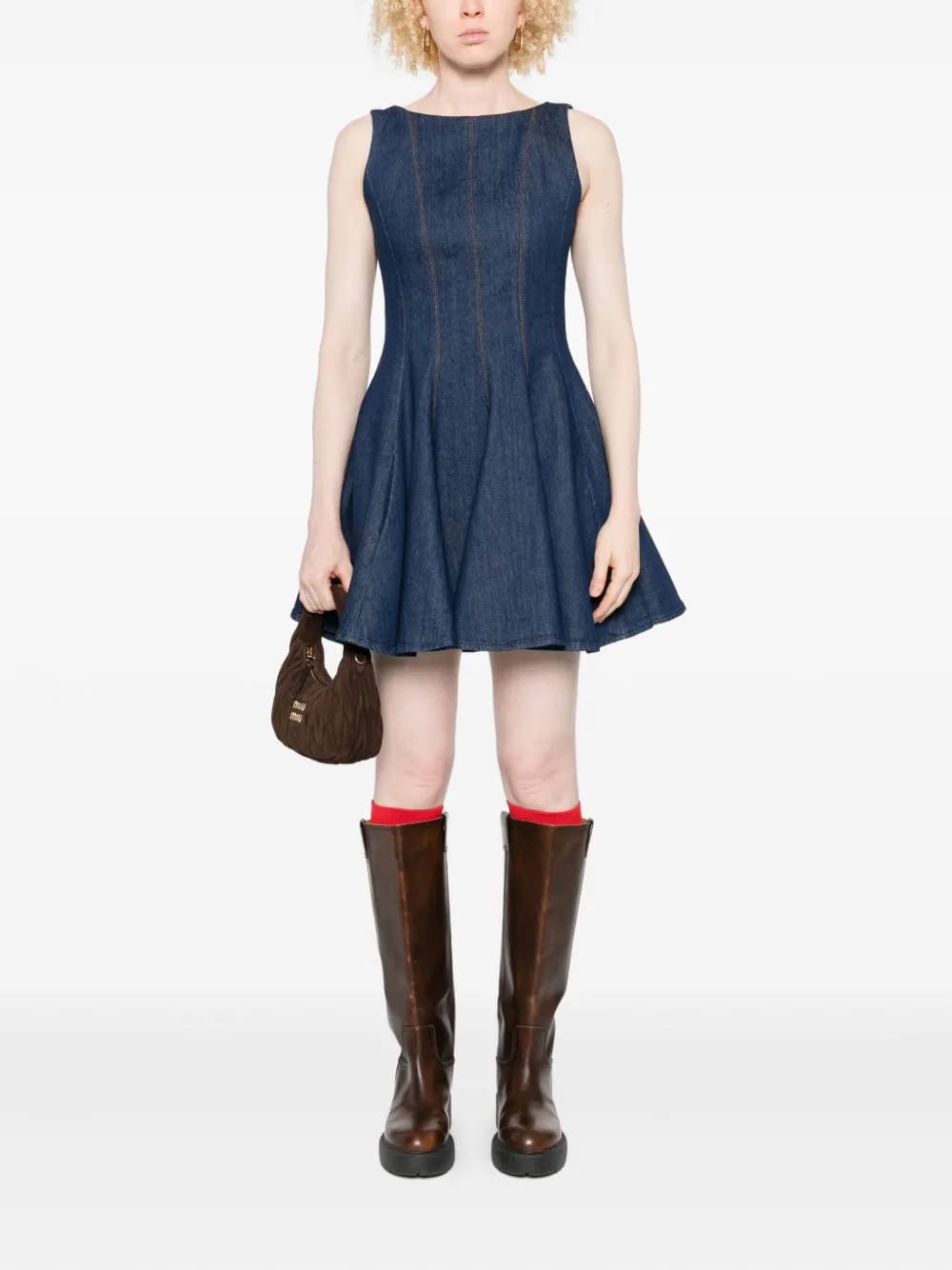sleeveless denim mini dress