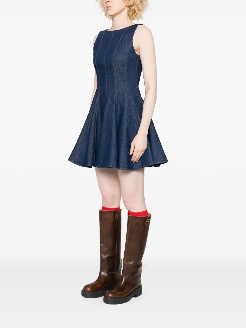 sleeveless denim mini dress