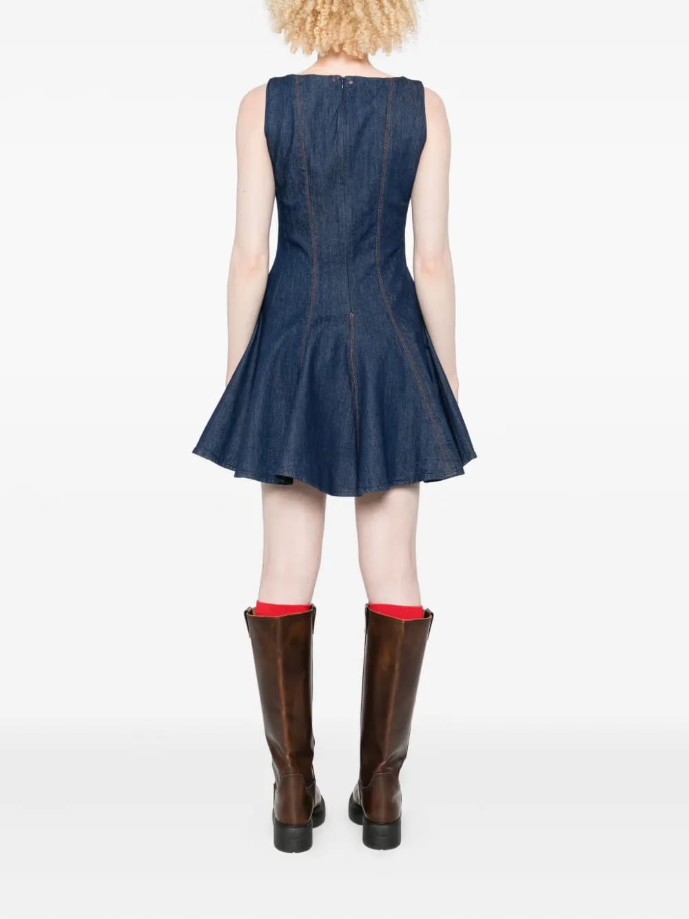 sleeveless denim mini dress