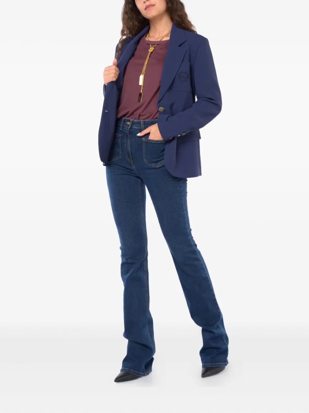 logo-embroidered blazer