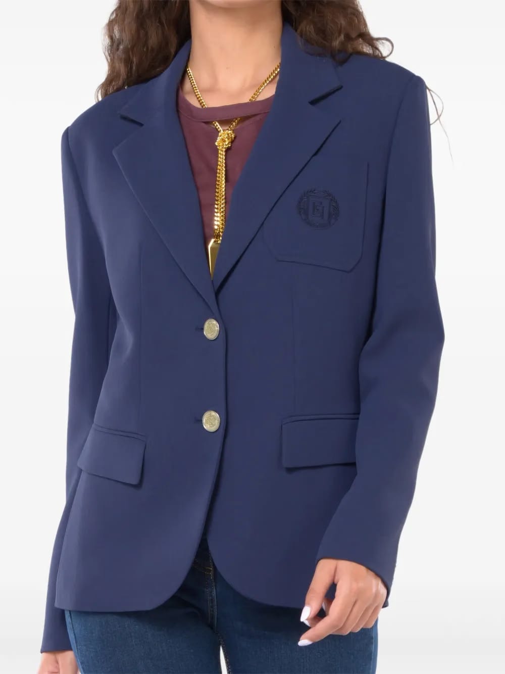 logo-embroidered blazer