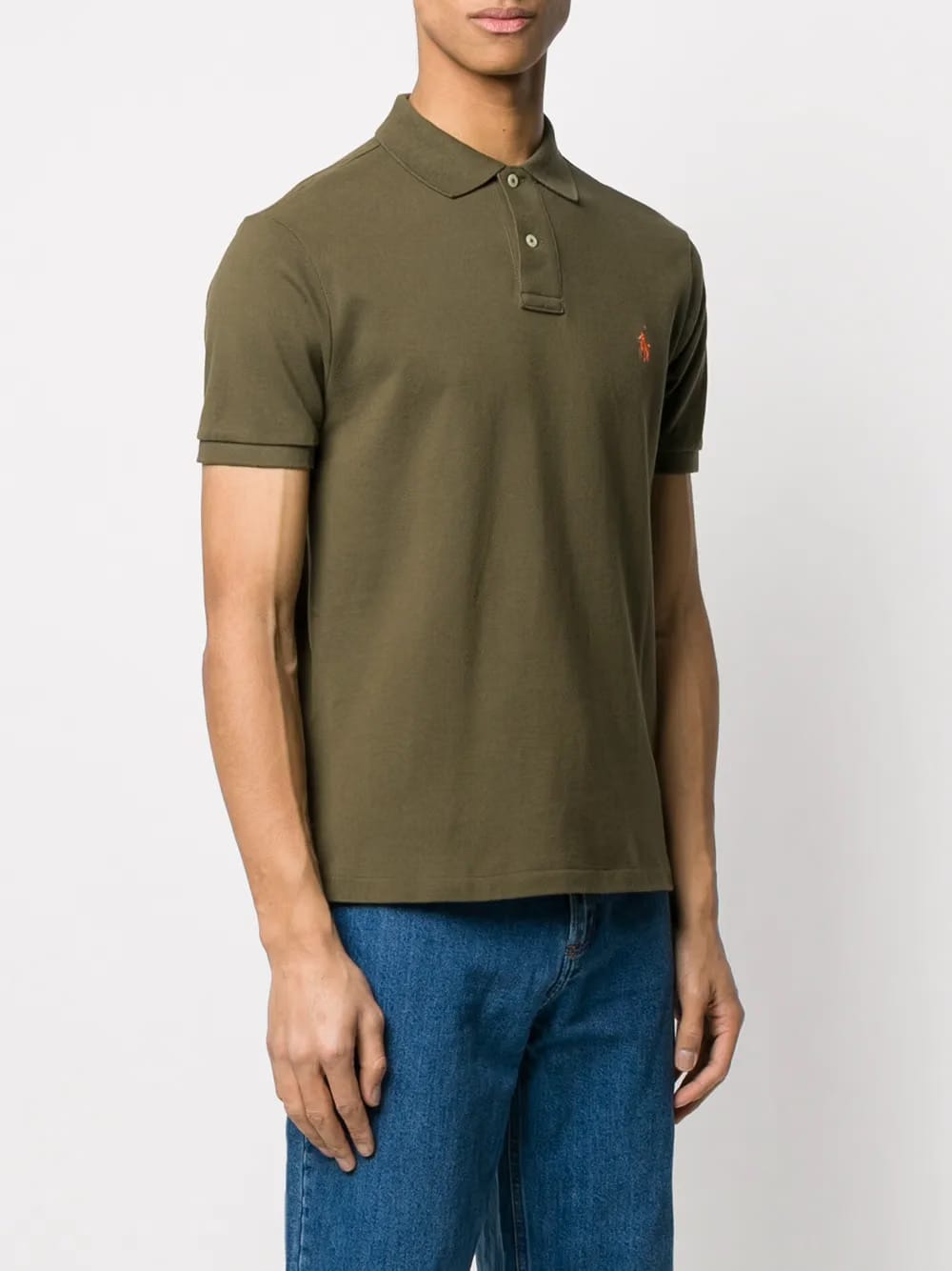 ribbed logo embroidery polo shirt