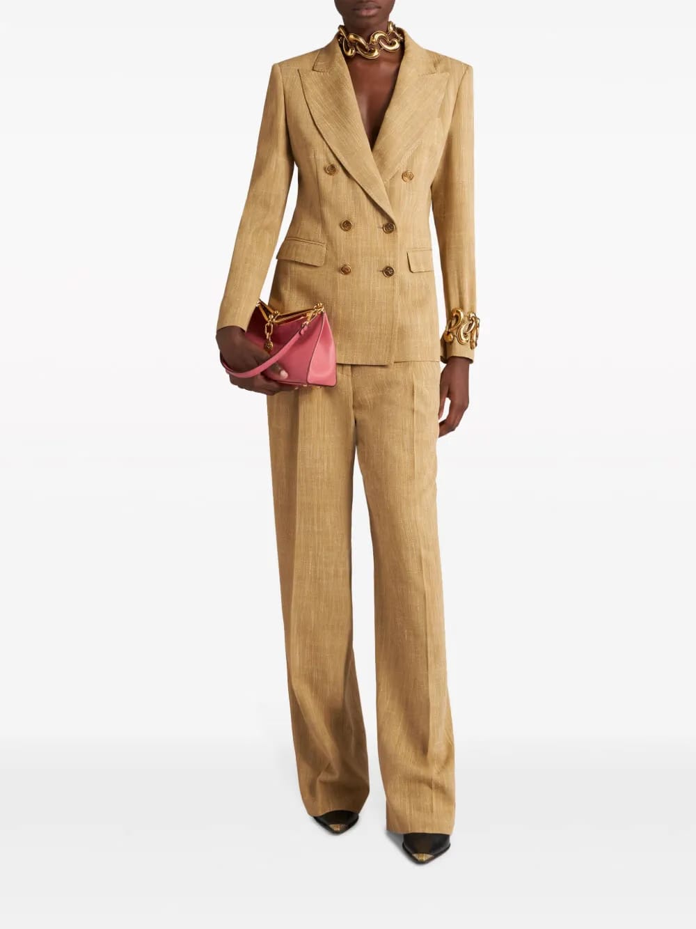 double-breasted slub blazer