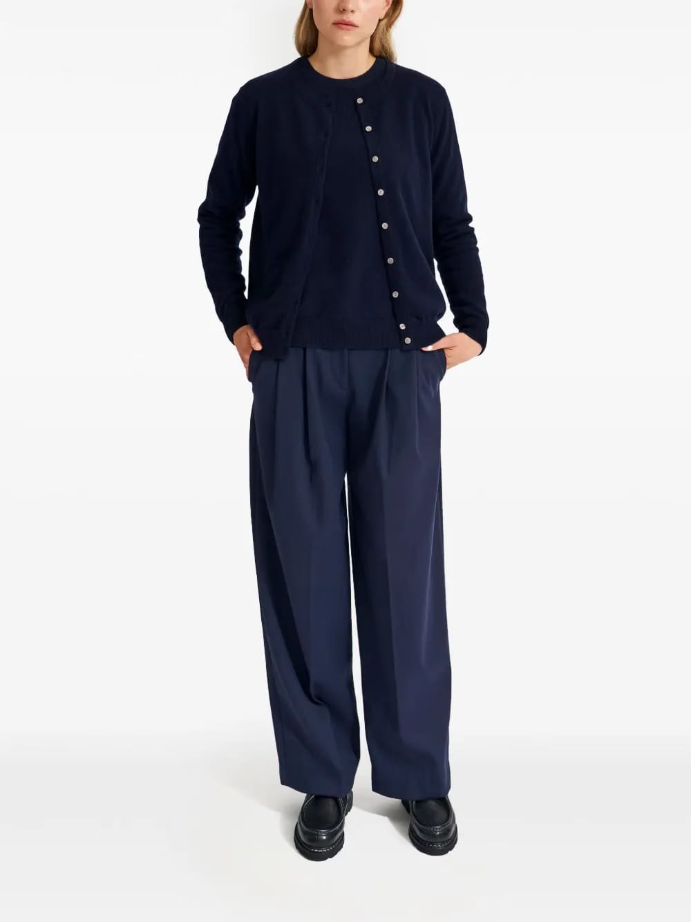 crew-neck cashmere cardigan