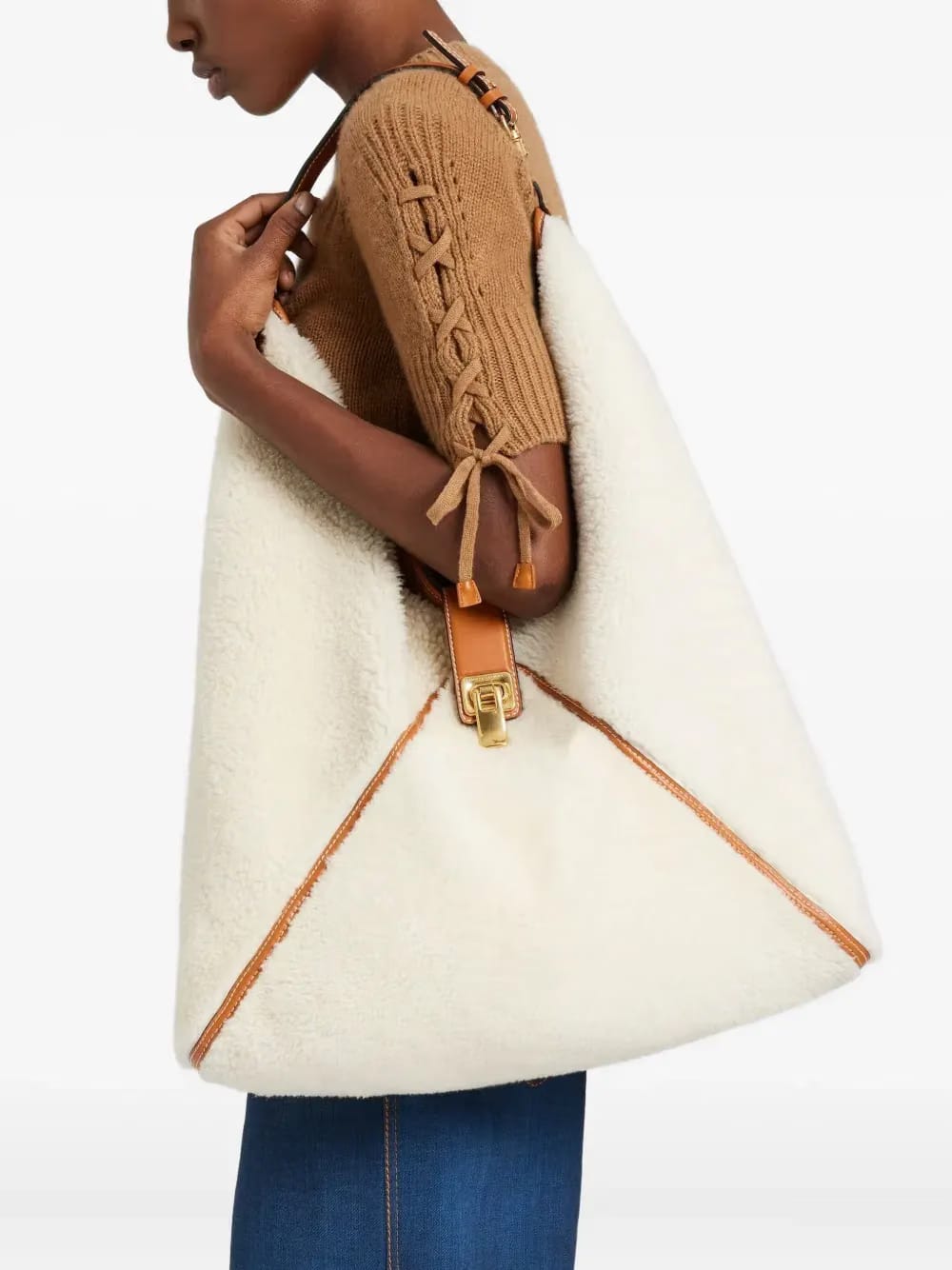 large Dudu shearling shoulder bag